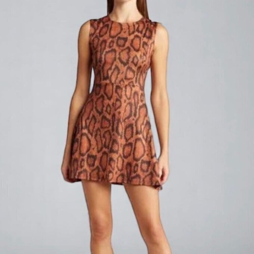 WeWoreWhat Snake Animal Print Muscle Tank Mini Dress Orange Brown Size Med NWT